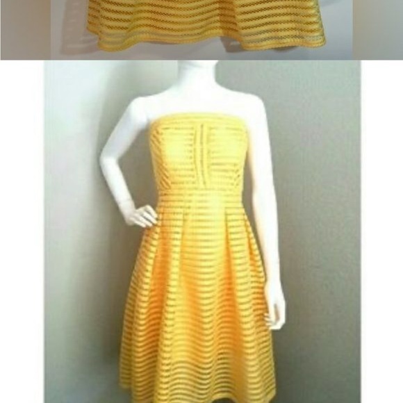 New York & Company strapless yellow summer dress - Picture 7 of 7